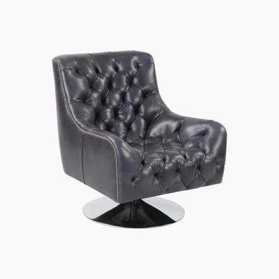 Cliffie Leather Swivel Accent Chair