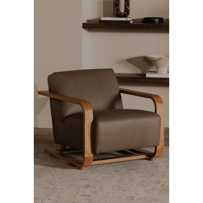 Eckersley Lounge Chair Olive Leather, Green