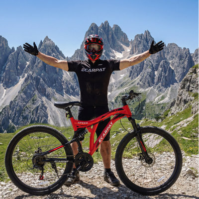 26 Inch Mountain Bike With 21-Speeds & Full Suspension Steel Frame, Alloy Rims, Disc Brakes For All Terrains, Men & Women, Multiple Colors