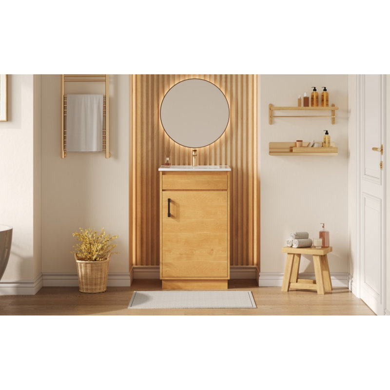 Ensemble de meuble-lavabo et lavabo Farmhouse, MDF et céramique, conception compacte