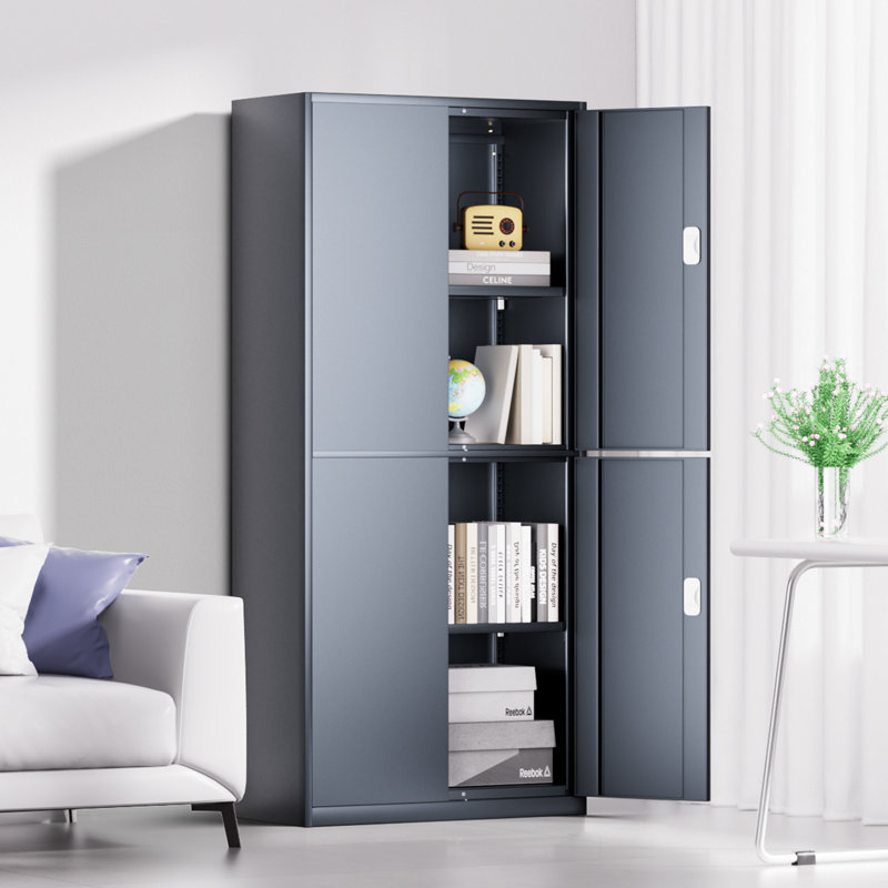 71" Lockable Heavy Duty Metal Storage Tool Cabinet W/ 2 Adjustable Shelves, Gray