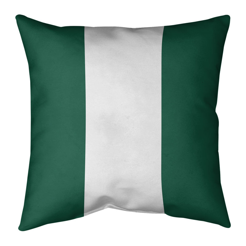Housse de coussin, Vert / blanc, 18 po x 18 po, Polyester filé