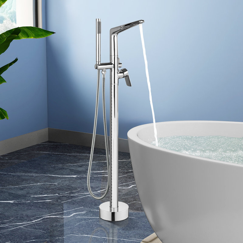 Topcraft Freestanding Bathtub Filler With Handheld Showerhead, Chrome