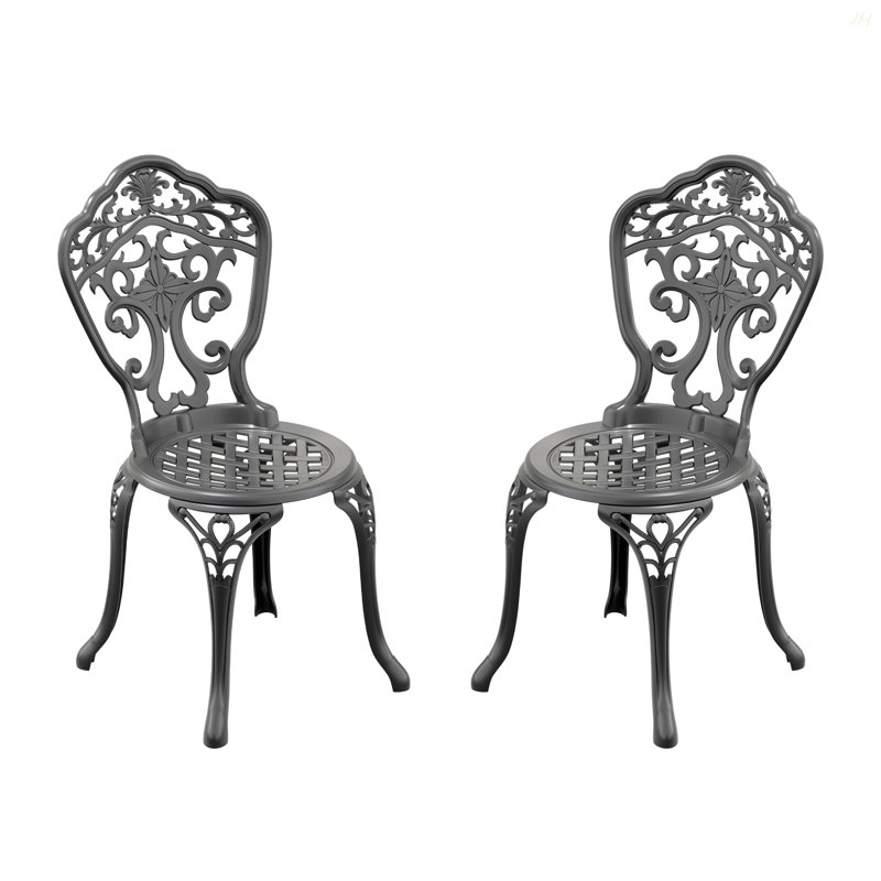 Cast Aluminum Patio Dining Chair 2PCS With Black Frame