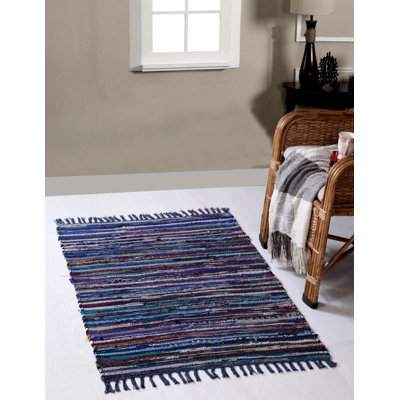 Marone Striped Cotton Hand Woven Area Rug