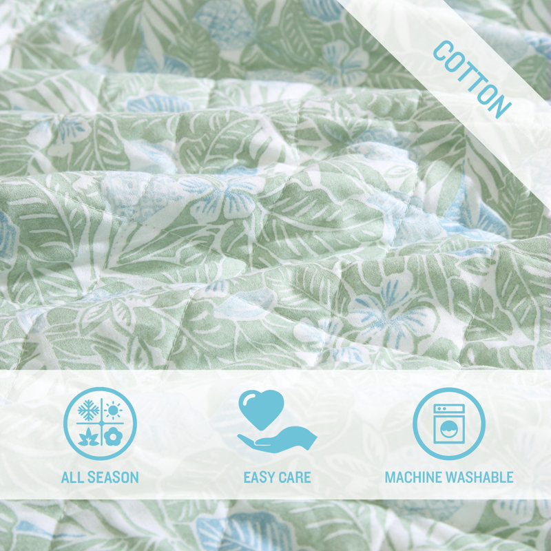 Pineapple Bloom Quilt, Green/Yellow, Queen Quilt + 2 Standard Shams