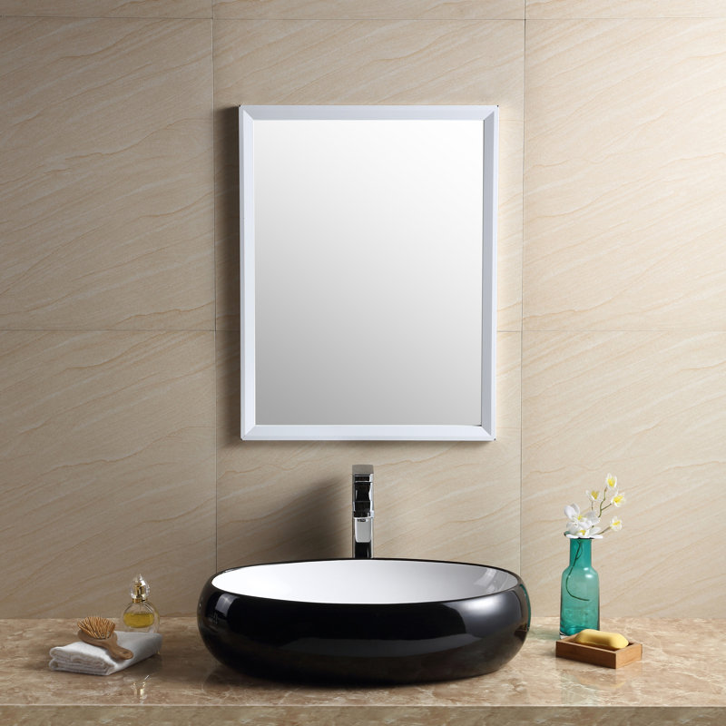 Modern Vitreous China Oval Vessel Bathroom Sink