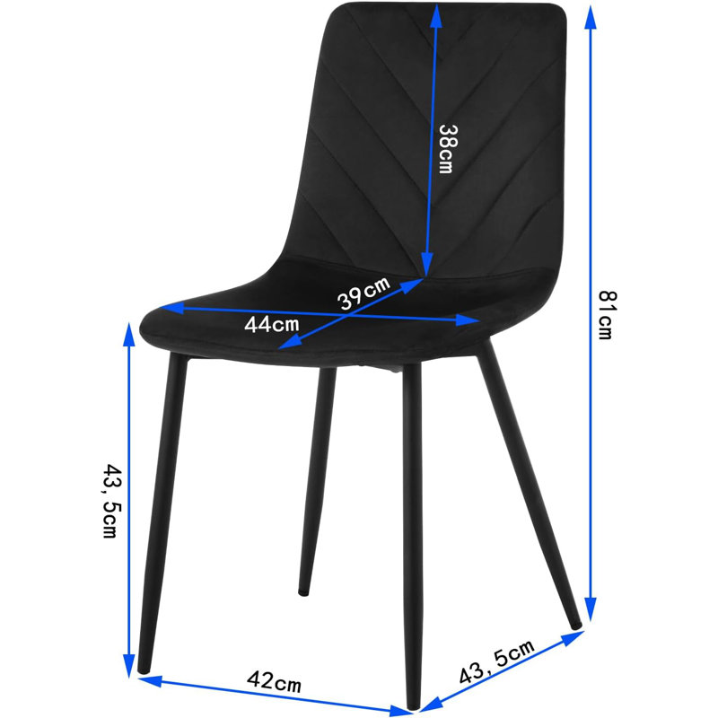 Amalia 43.5 cm H Velvet Full Back Side Chair, Black