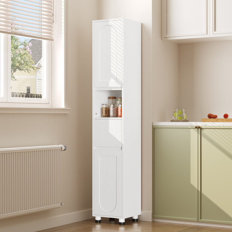 66.9"tall Bathroom Cabinet With Adjustable Shelves, Doors, Open Compartment & Drawer, Slim Storage Organizer For Small Spaces, Bathroom, Living Room