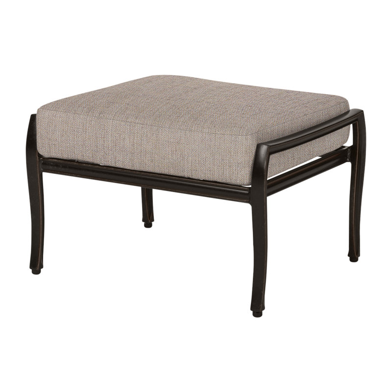 Edge Outdoor Ottoman, Cast Ash Sunbrella® Plainweave, Midnight Gold