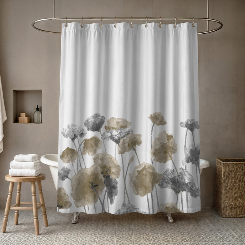 Jennings Way Floral Single Shower Curtain, Beige
