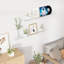 Tablettes latérales flottantes en bois massif avec rebord 36 pouces - Rangement mural pour le salon, la chambre de bébé, la salle de bain (ensemble de 2, blanc délavé)