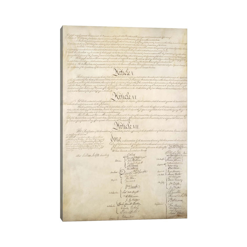 The Constitution Document Signatures - Wrapped Canvas Print, 20.32 cm H x 30.48 cm W