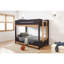 Mobilier de chambre à coucher avec lit superposé simple au-dessus de simple de style contemporain avec insert et verrou en mauve / mauve / fini naturel