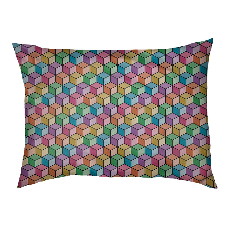Coussin décoratif en arc de lit à chat arc-en-ciel Campion, l 42,5 po x L 32,5 po, Vert / Orange