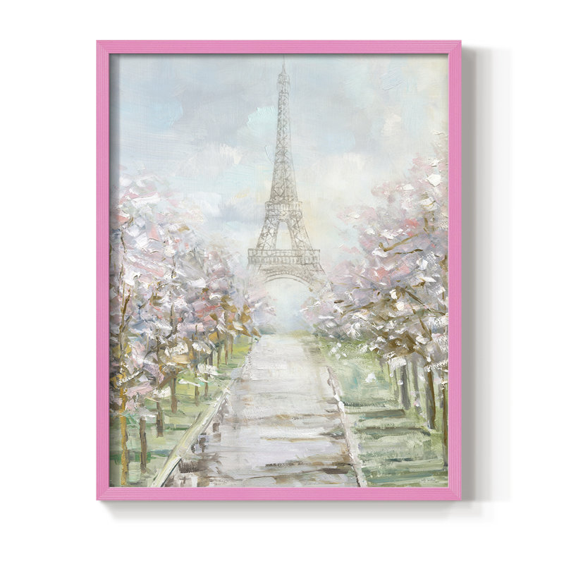 «Paris Trees», reproduction encadrée - bois massif, Rose, H 11 po x l 9 po
