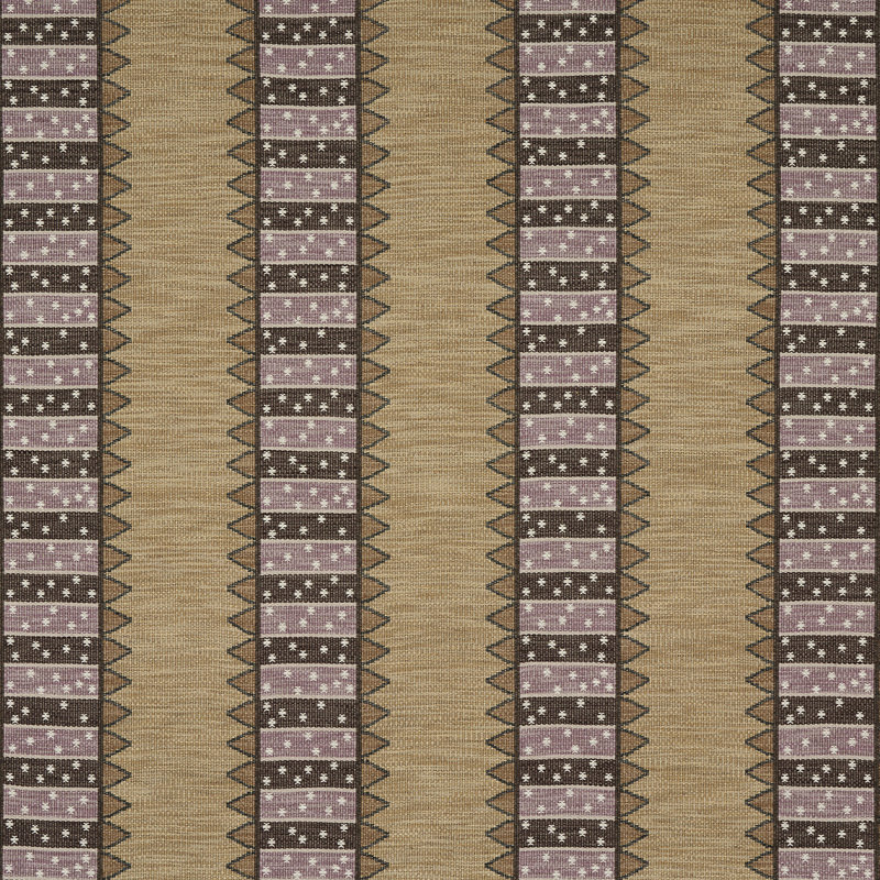 Noor Kilim Stripe Fabric, Aubergine