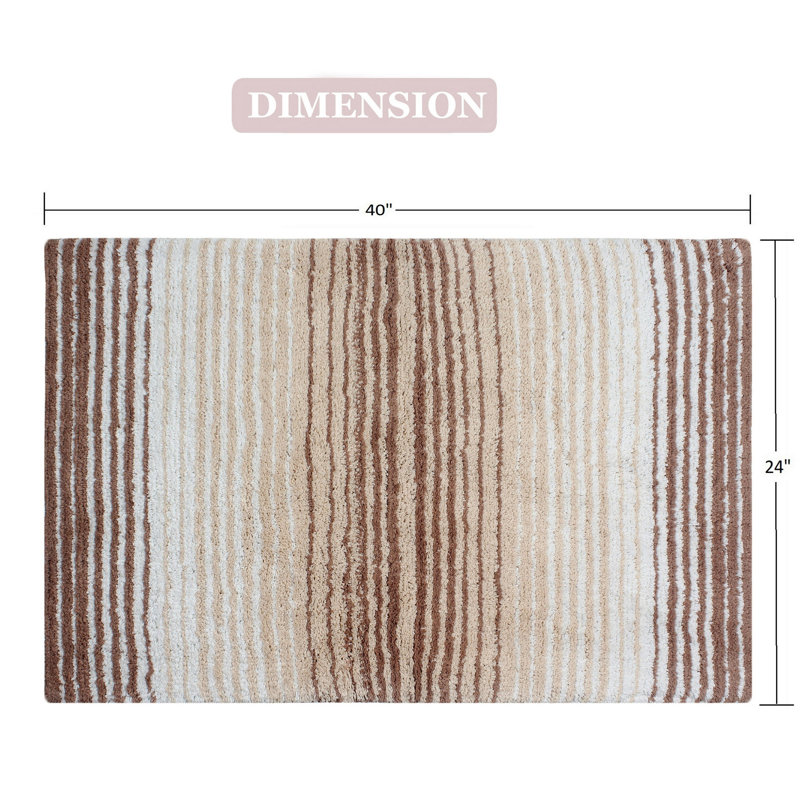 Griffie Plush 100 % Cotton Bath Rug, Beige, Single - 24" L x 40" W