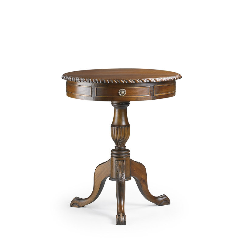 Chippendale Solid Wood Pedestal End Table