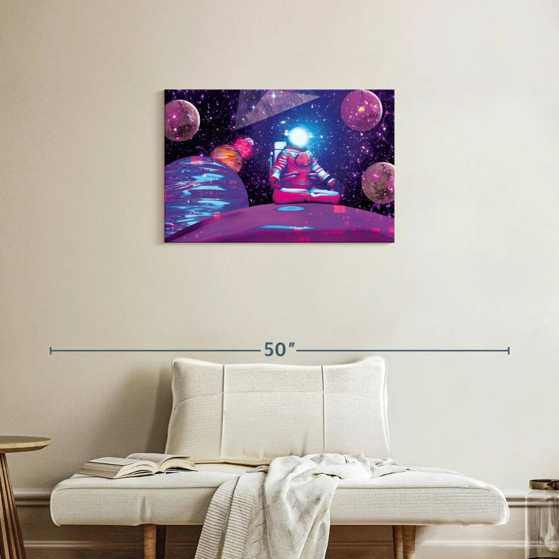 Astronaute mauve cosmique, H 20 po x l 30 po