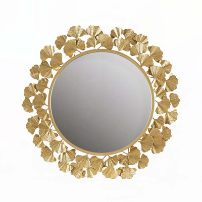 30.5"Eden Gingko Leaf Round Wall Mirror