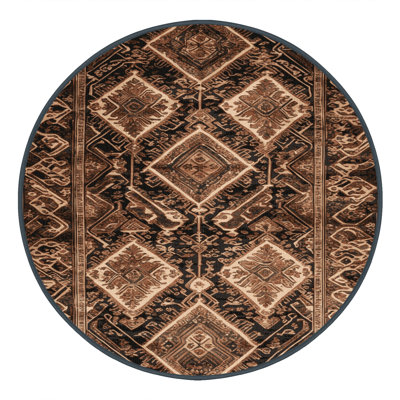 Tapis art déco brun lavable à la machine