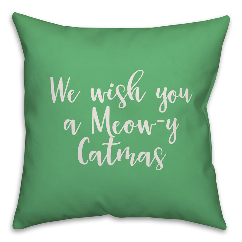  Coussin We We You You Meowy Catmas, Vert clair, Housse de coussin