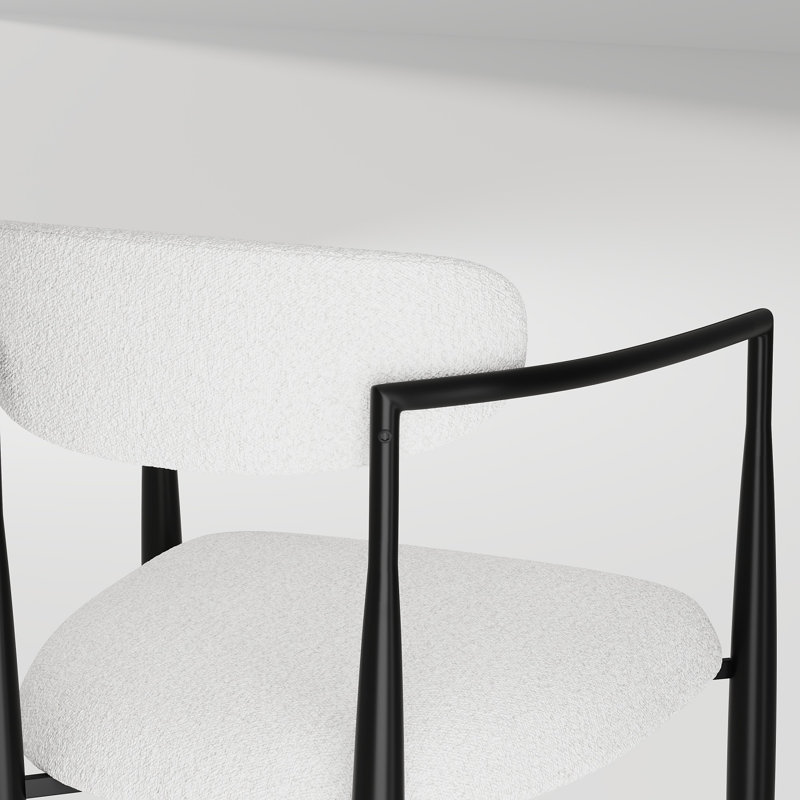Clivia Fabric Upholstered Back Armchair Dining Chair Set of 2, White, Black