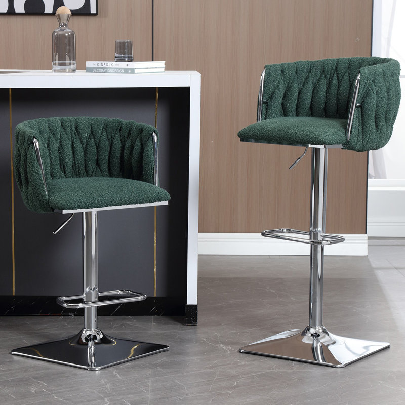 Adjustable Counter Height Bar Stools Set Of 2, Green