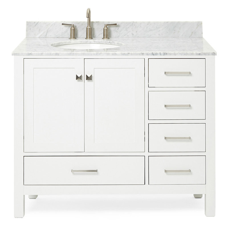 Ensemble de meuble-lavabo simple 43 po Flynt, Nickel brossé, Blanc