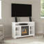 Meuble télé avec foyer électrique pour téléviseur de 50 po ou moins - Console média avec armoire de rangement, chaleur réglable et flammes DEL (blanc)