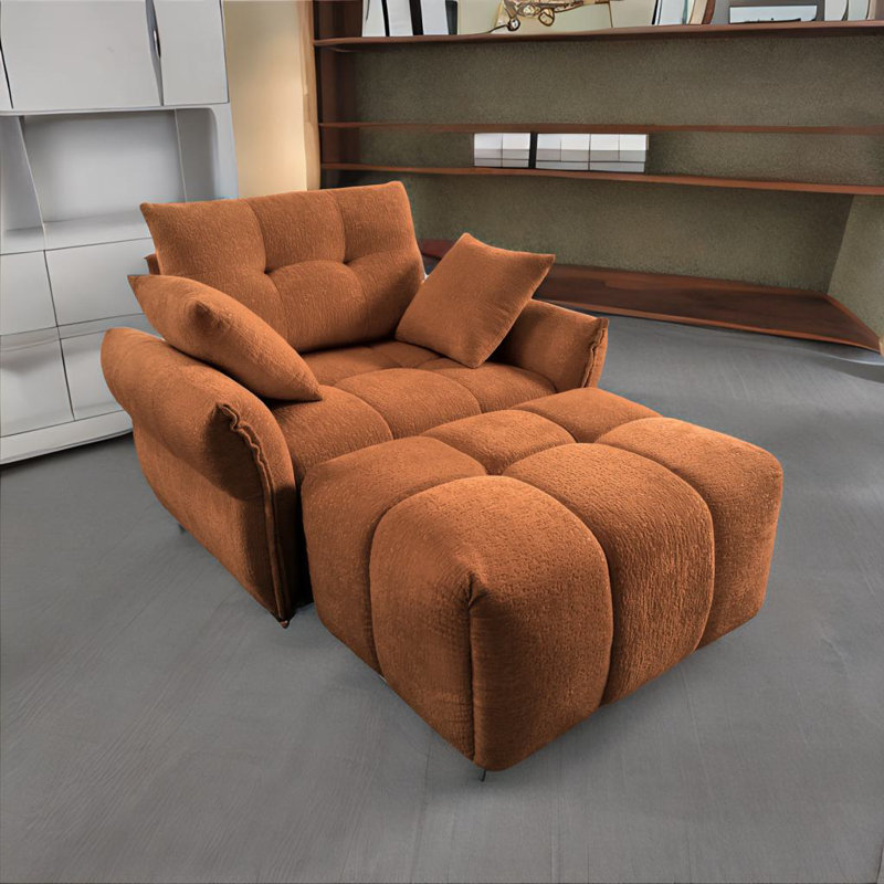 Canapé simple avec repose-pieds, Orange Orange