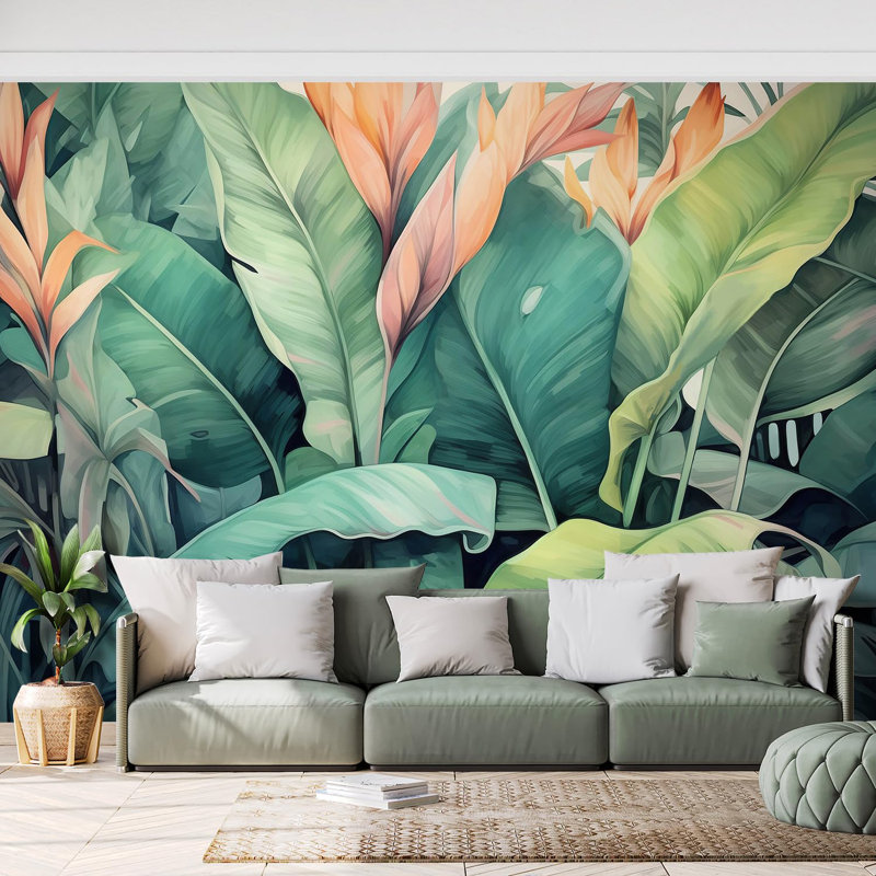 Bordure florale pelez et collez, L 96 po x l 120 po