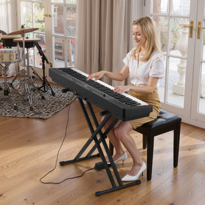 Weighted Digital Piano, 88 Keys Fully Weighted, Electric Piano Dual Keyboard & Speakers with X Stand, Sustain Pedal, Recording Function, 280 Tones, Wireless Connection, for Beginners, Black