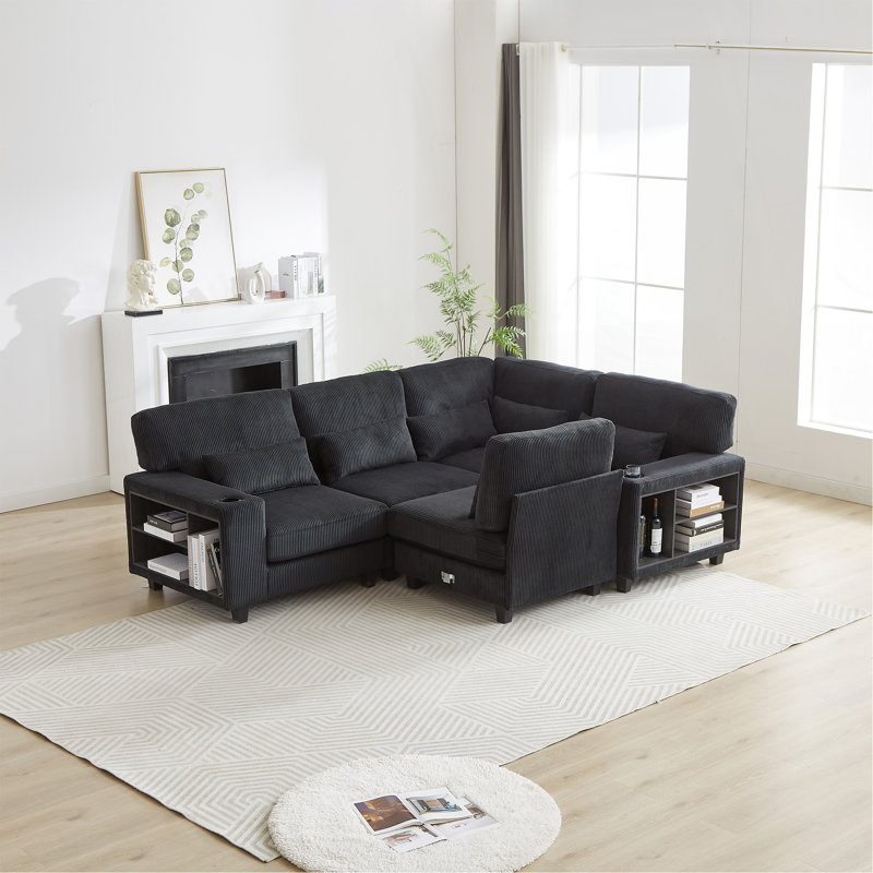 Canapé modulaire polyvalent polyvalent pour divers espaces, Noir