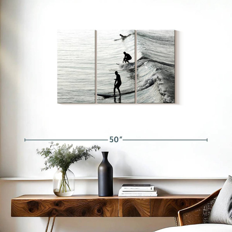 Surfing Stances Wall Art, reproduction d'art sur toile, H 20 po x l 33 po x P 1,25 po