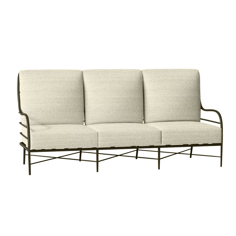 Carmel 77" Wide Outdoor Patio Sofa with Cushions, No Welt, Dove Sunbrella® Linen