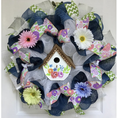Spring Wreath Floral Birdhouse