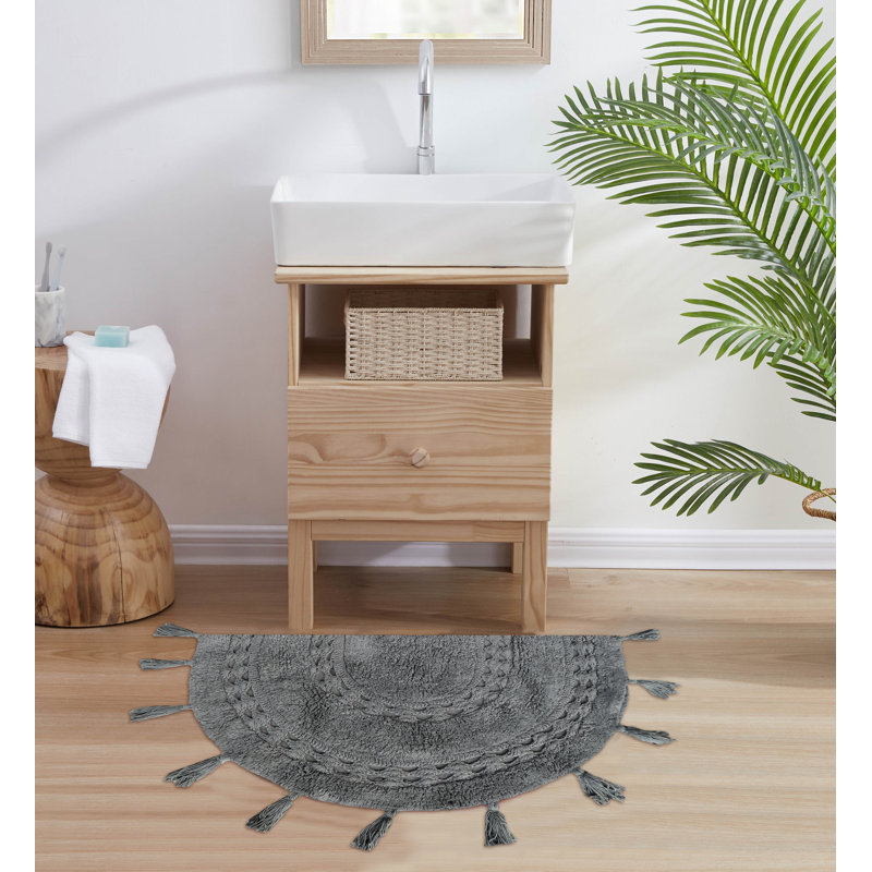 Abinash 100% Cotton Bath Rug, Gray