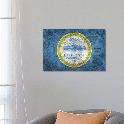 Boston, Massachusetts (Vintage Map) by ICanvas - Wrapped Canvas Gallery-Wrapped Canvas Giclée