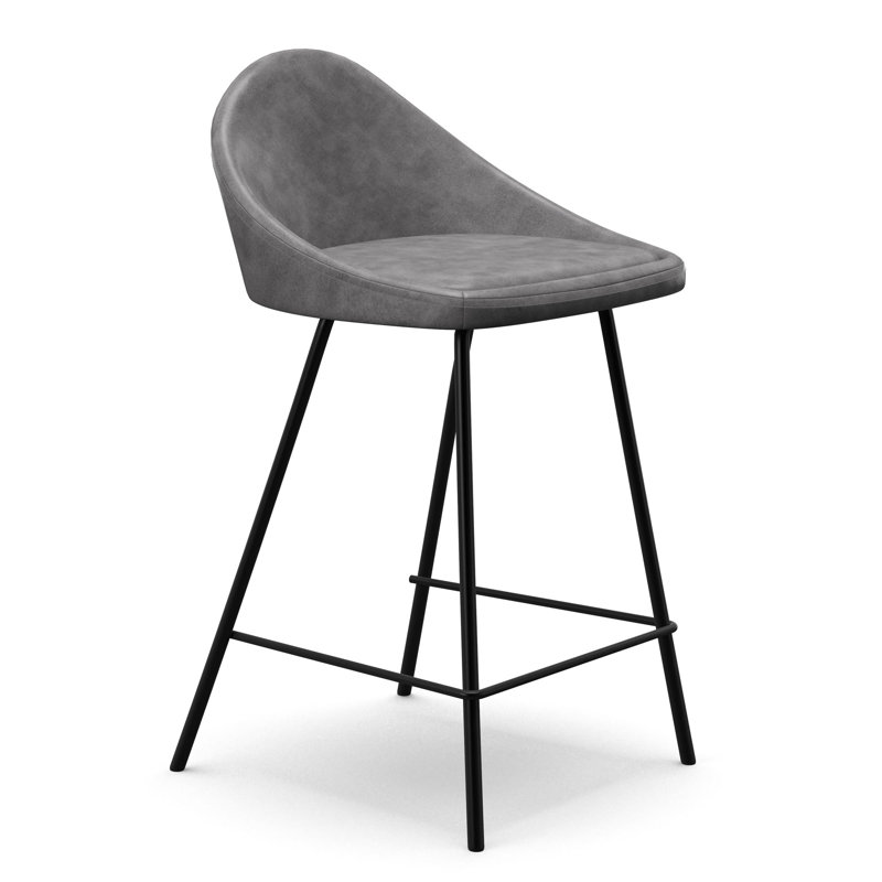 Holmes Vegan Leather Bar & Counter Stool, Gray, Counter Stool (23.5" Seat Height)