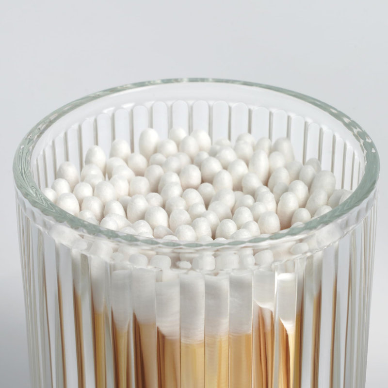 Ensemble de 2 porte-tampons en coton, pots d'apothicaire avec couvercles, organisateurs de salle de bain et boîte de rangement, ensemble de pots de décoration de salle de bain vintage en verre