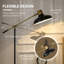 Lampe sur pied DEL en métal doré avec table d'appoint