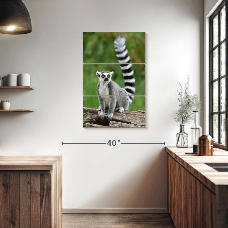 Brampt Ring Tailed Lemur On A Log, 38" H x 24" W