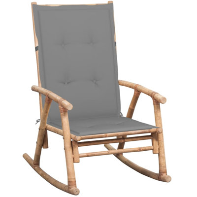Chaise berçante avec coussin, chaise longue en bambou 1,6 po / 2,8 po