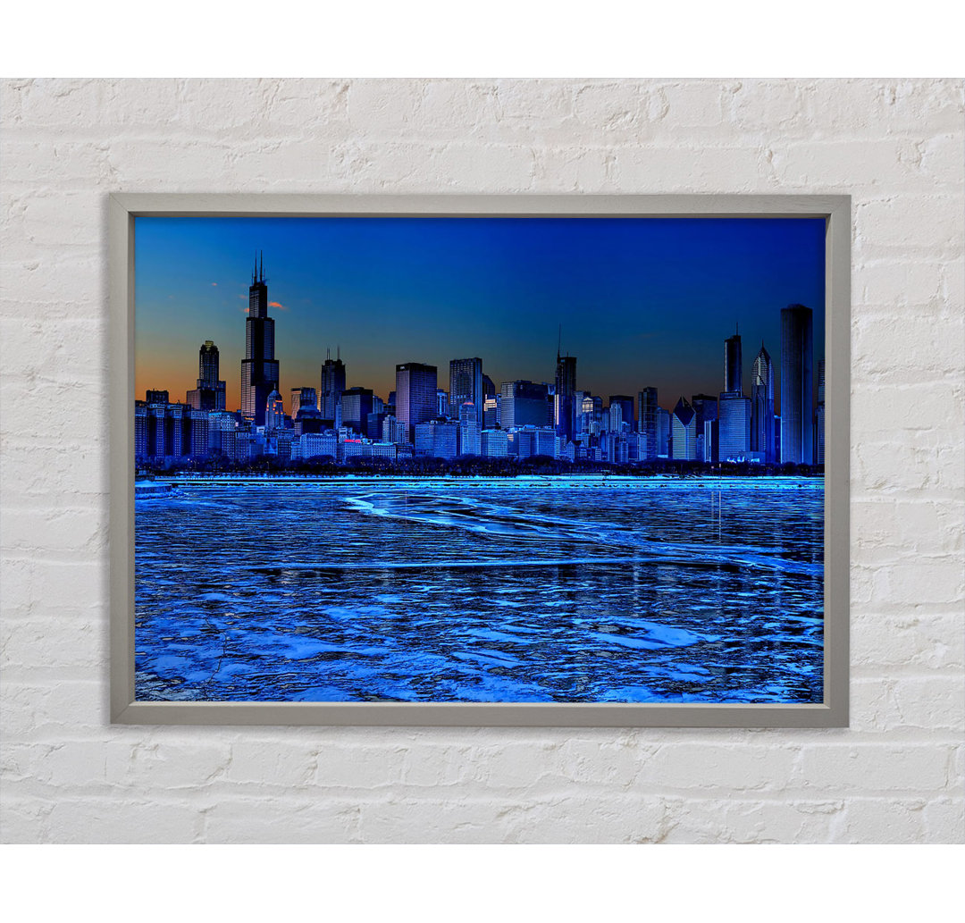 Chicago Ice Blue Waters - Einzelner Bilderrahmen Kunstdrucke auf Leinwand