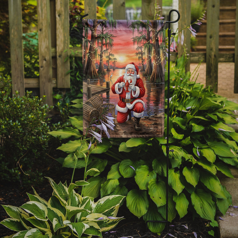 Drapeau de Noël Cajun père Noël avec écrevisse, Taille du jardin, Père Noël cajun avec écrevisse