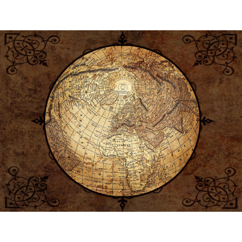 Golden Map 3 - impression sur toile tendue, H 12 po x l 16 po