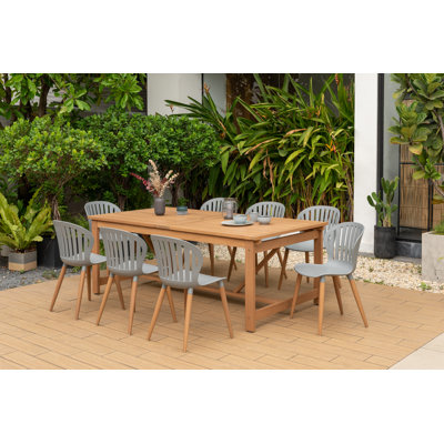 Anautica Outdoor Patio Furniture 9pc 100% FSC Certified  Teak Finish Wood Dining Set