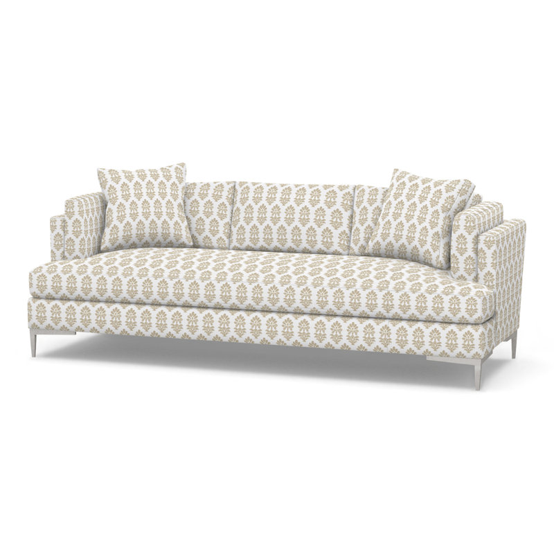 Aiden Upholstered 90.5'' Sofa, Polished Stainless, Perigold Francine Linen